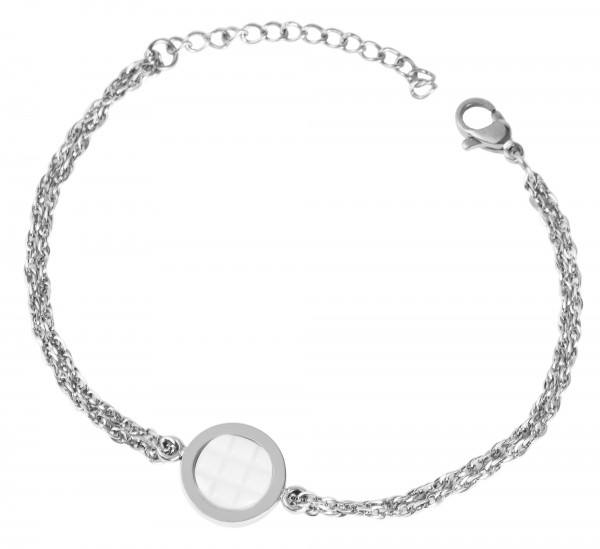 Akzent Edelstahl Armband in Silberfarbig mit Karabinerverschluss, Länge: 16 cm - 5030006