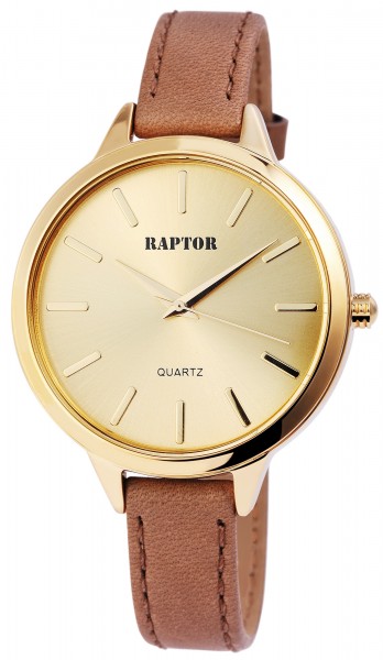 Raptor Damen-Uhr schmales Armband Oberseite Echtleder Analog Quarz RA10024