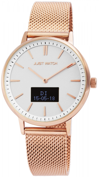 Just Watch-Damenuhr JW107 Hybrid Smart Watch Edelstahl Meshband Melanaise JW10059