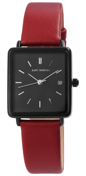 Just Watch Damen-Uhr Echt Leder Armband Eckig Datum Analog Quarz JW10140