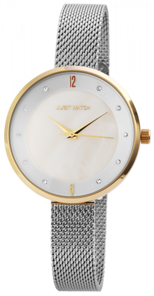 Just Watch Damen-Uhr JW161 Milanaiseband Edelstahl Strass Analog Quarz JW10016