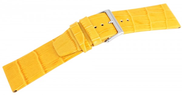 Echtleder Armband im gelben Alligatorlederdesign, flach, Dornschließe