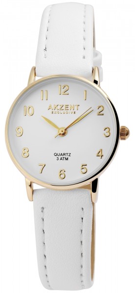 Akzent Exclusive Damen - Uhr Lederimitations Armbanduhr Dornschließe Analog Quarz 1900208