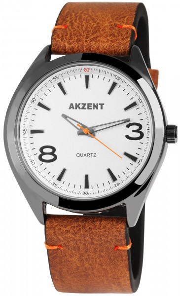 Akzent Herren - Uhr Lederimitations Armbanduhr Elegant Analog Quarz 2900001