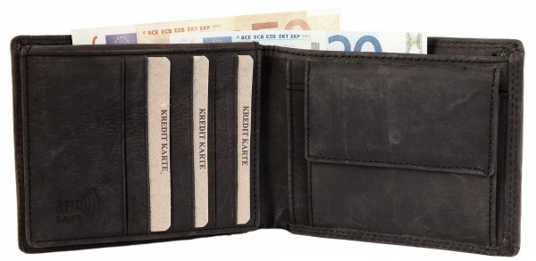Akzent Herren Geldbörse aus Echtleder. Format 12 x 10 cm.