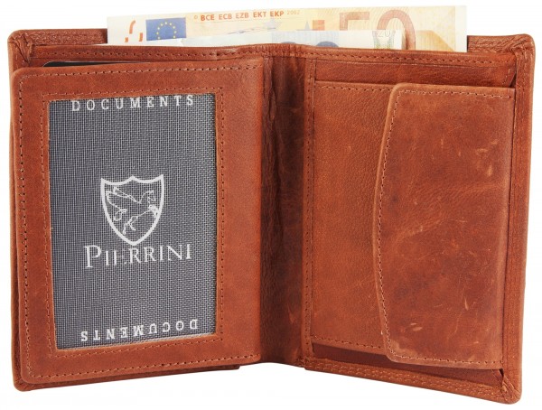 Pierrini PR0011 – Herren Echtleder Portemonnaie Braun Vintage Look 3x10x13cm