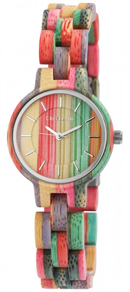Excellanc Damen - Uhr Sandelholz Holzarmband Holzuhr Armbanduhr Faltschließe Quarz 1800194