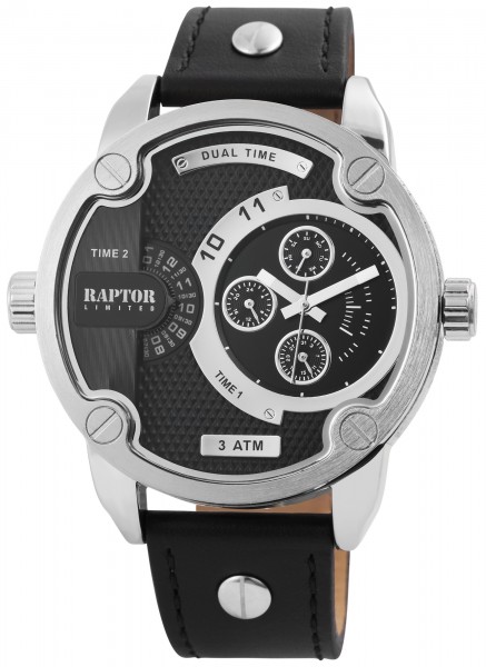 Raptor Limited Herren-Uhr Echtlederarmband Analog Armbanduhr Quarz RA20225