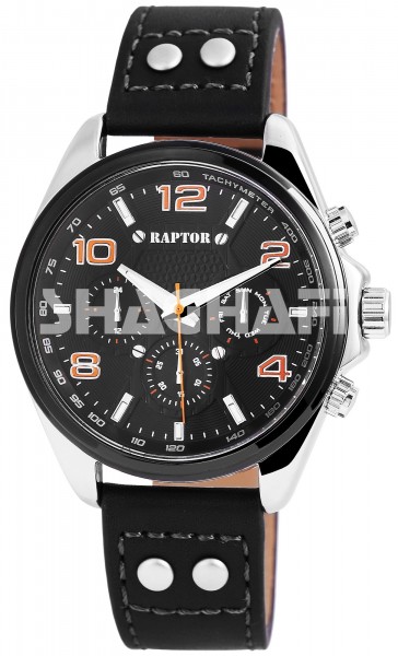 Raptor Herren-Uhr Armband Oberseite Echtleder Dornschließe Analog Quarz RA20127