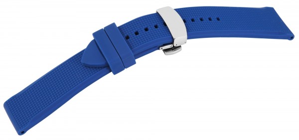 Kautschuck Armband, blau, Faltschließe,