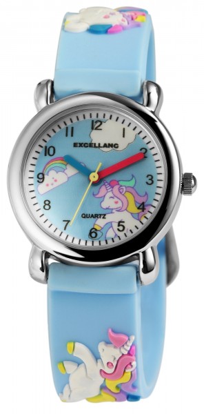 Excellanc Kinder - Uhr Silikon Armbanduhr Dornschließe Analog Quarz Einhorn