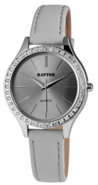 Raptor Damen - Uhr Oberseite Echt Leder Armbanduhr Strass Steine Analog Quarz RA10119