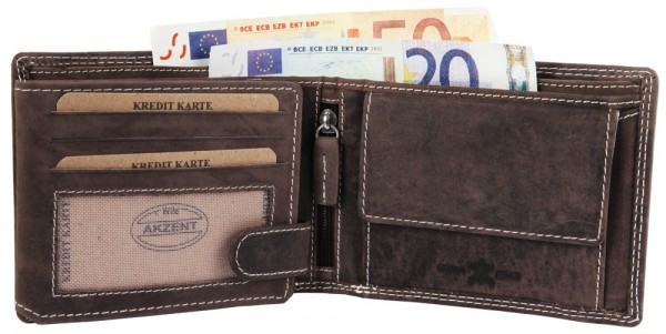 Akzent Herren Geldbörse aus Echtleder Format 12 x 10 cm - 3000180