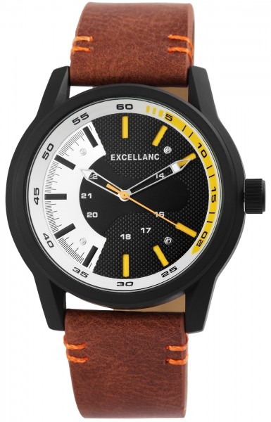 Excellanc Herren – Uhr Lederimitat Armbanduhr Analog Quarz 2900103