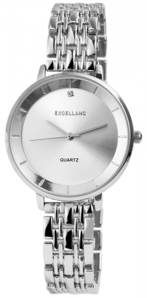 Excellanc Damen-Uhr Gliederarmband Metall Strass Clipverschluss Analog Quarz 1800147