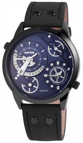 Raptor Herren Dual Time Armbanduhr mit Datumsanzeige - 2979XX0098