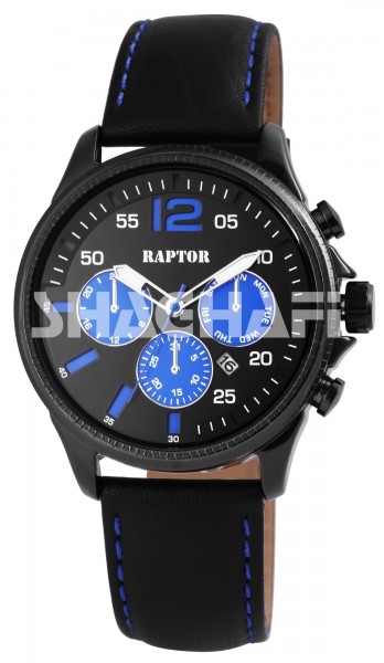 Raptor Herren-Uhr Oberseite Echtlederarmband Chronograph Look Quarzwerk RA20068