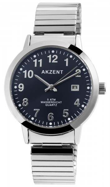 Akzent Herrenuhr - Metallzugband Datumsanzeige Analog Uhr Quarz Armbanduhr 2700012