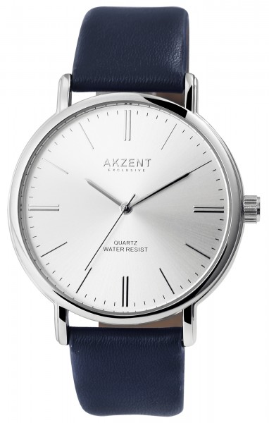 Akzent Exclusive Herren-Uhr Lederimitat Armbanduhr Elegant Analog Quarz 2900202