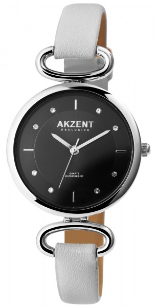 Akzent Exclusive Damen - Uhr Lederimitat Armbanduhr Strass Analog Quarz 1900246