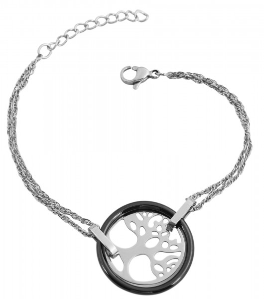 Akzent Edelstahl Armband in Silberfarbig mit Karabinerverschluss, Länge: 16 cm - 5030010