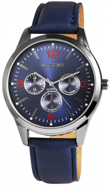 Akzent Herren - Uhr Lederimitations Armbanduhr Elegant Analog Quarz 2900004