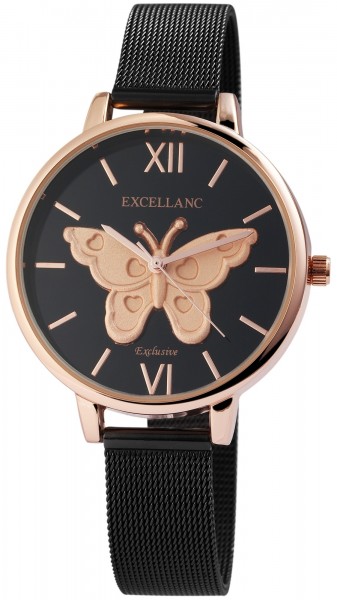 Excellanc Damen-Uhr Schmetterling Edelstahl Hakenverschluss Analog Quarz 1900098