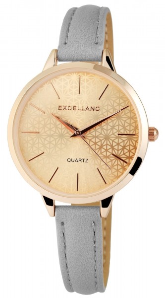 Excellanc Damen – Uhr Lederimitat Slim Armbanduhr Analog Quarz 1900051