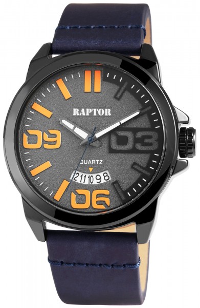 Raptor Herren-Uhr Armband Oberseite Echtleder Analog Quarzwerk RA20005