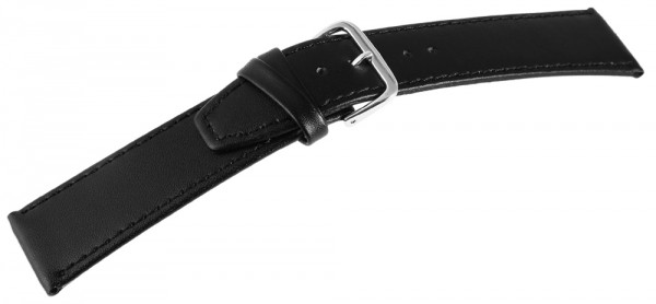 Basic Echtleder Armband in schwarz, glatt, flach, silberfabige Dornschließe