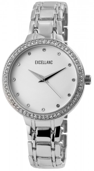 Excellanc Damen - Uhr Metall Armband Strass Clipverschluss Quarz Analog 1800141