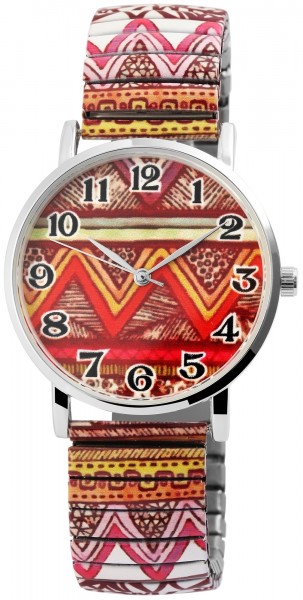 Excellanc Damen – Uhr Zugband Metall Armbarmbanduhr mit Muster Analog Quarz 1700035