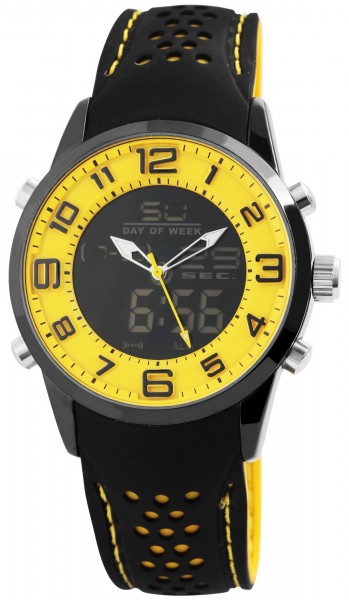 Raptor Herren-Uhr Analog-Digital Anzeige Quarzwerk mit Silikon Armband RA20033