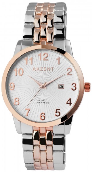 Akzent Exclusive Herren - Uhr Metall Armbanduhr Datum Analog Quarz 2800070