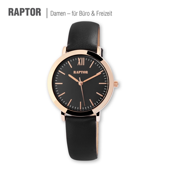 Raptor Damen-Uhr Echt Leder Armband Klassisch rund Eleganz Analog Quarz RA10009