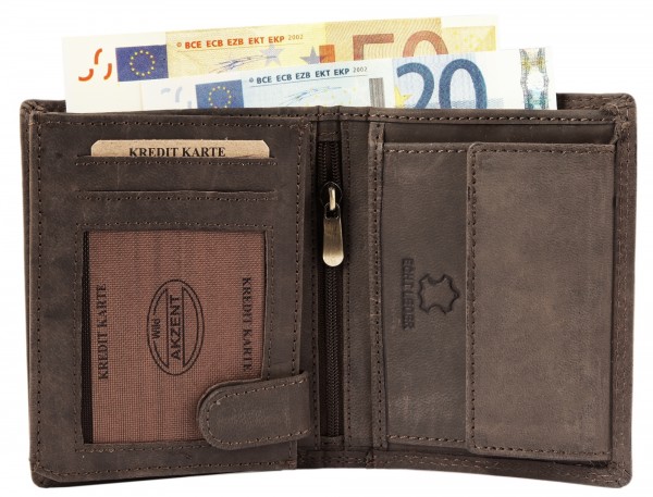 Akzent Herren Geldbörse aus Echtleder. Format 10 x 12 cm.