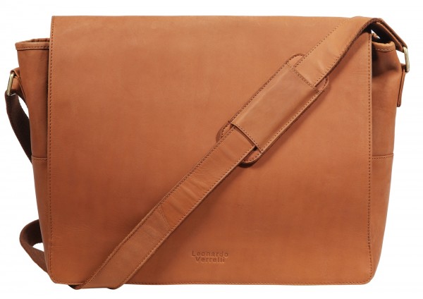 Leonardo Verrelli Herren - Tasche aus Echt Leder Umhängetasche 40x13x32 cm 3900017