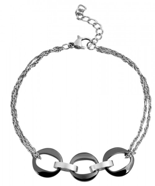 Akzent Edelstahl Armband in Silberfarbig mit Karabinerverschluss, Länge: 16 cm - 5030011