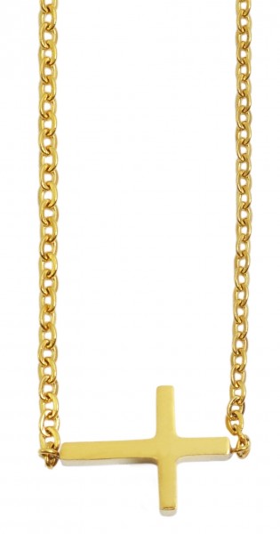 Akzent Damen - Halskette Kreuz Anhänger Edelstahl Ankerkette 43+5cm 5010261