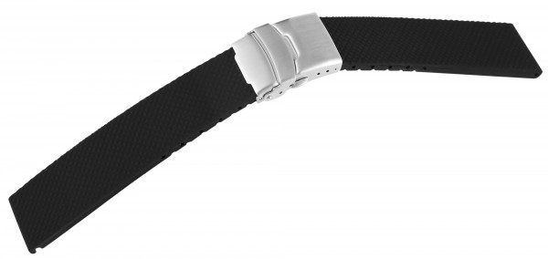 Kautschuck Armband, schwarz, Faltschließe, Sicherheitsbügel