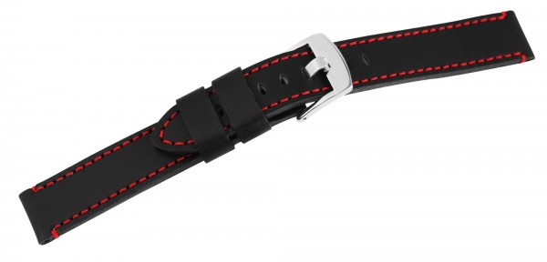 Basic Echtleder Armband, schwarz mit roter Naht, glatt, Dornschließe, XL UVP 19,95 €