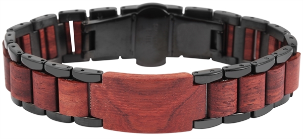 Raptor Unisex-Armband Edelstahl Holzelemente Faltschließe Natur Trend RA50035