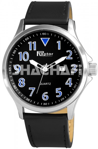 Raptor Herren-Uhr Armband Oberseite Echtleder Datumsanzeige Analog Quarz RA20081