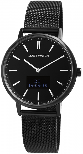 Just Watch-Damenuhr JW107 Hybrid Smart Watch Edelstahl Meshband Melanaise JW10059