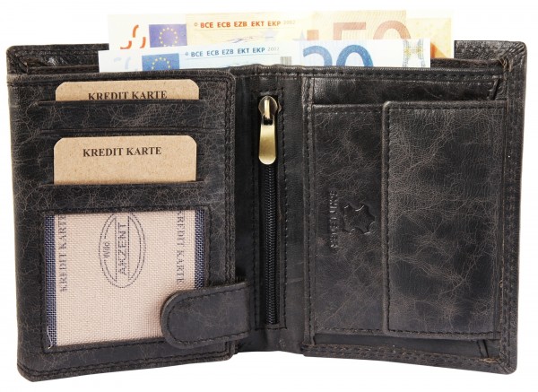 Akzent Herren-Geldbörse aus Echtleder Used Look RFID Schutz Format 10x12,5cm 3000108