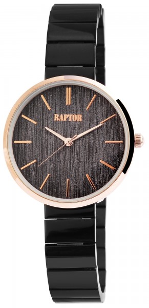 Raptor Damen-Uhr Edelstahl Armband Faltschließe Glitzer Analog Quarz RA10166