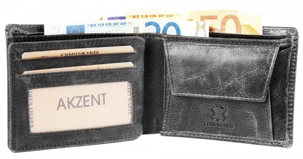 Akzent Herren - Geldbörse Leder Portemonnaie RFID Vintage Quer 11 x 9 cm 3000253