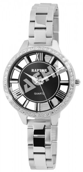 Raptor Damen-Uhr Edelstahl Armband Analog Quarz mit Strassbesatz RA10034