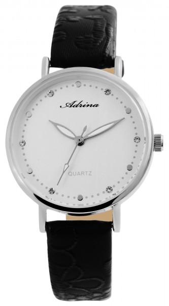 Adrina Damen - Uhr Silberfarbig Grau Analog Metall Lederimitat Quarz Armbanduhr 1900225