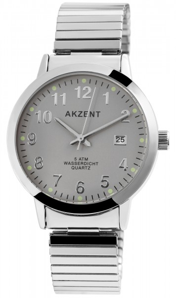 Akzent Herrenuhr - Metallzugband Datumsanzeige Analog Uhr Quarz Armbanduhr 2700012